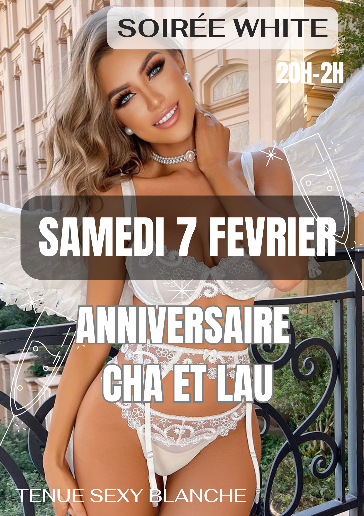 Bleu et Rose Minimaliste Élégant Programme Soirée Document A4