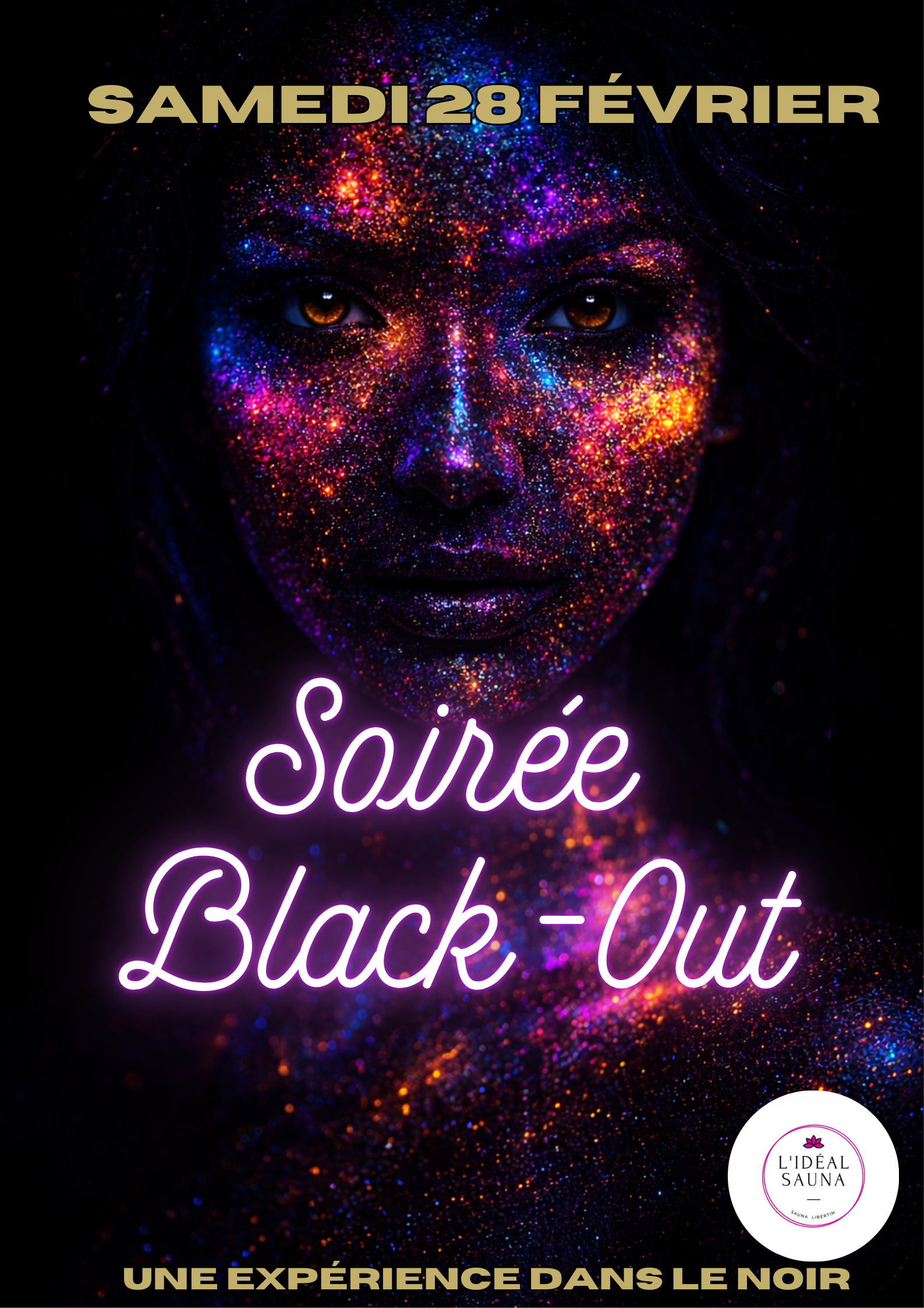 Affiche soldes promotions magasin démarque dynamique moderne élégant or doré noir