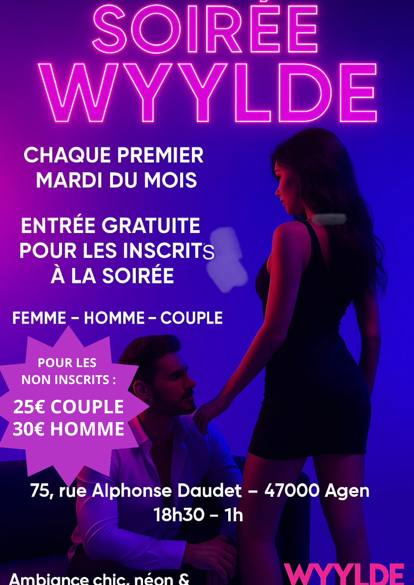 Flyer Soirée Années 80 Violet Noir Rétro